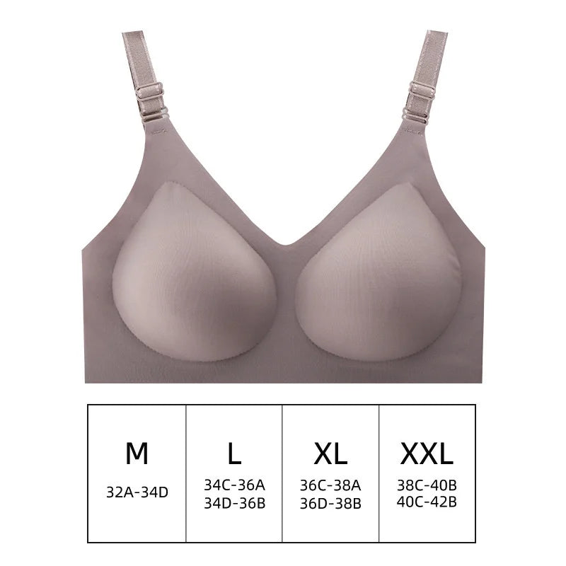 Experience Comfort and Elegance with Our Women's Seamless Deep V Wireless Bra - Perfect for Everyday Wear!
