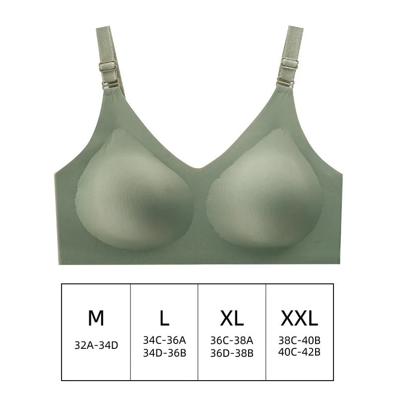 Experience Comfort and Elegance with Our Women's Seamless Deep V Wireless Bra - Perfect for Everyday Wear!