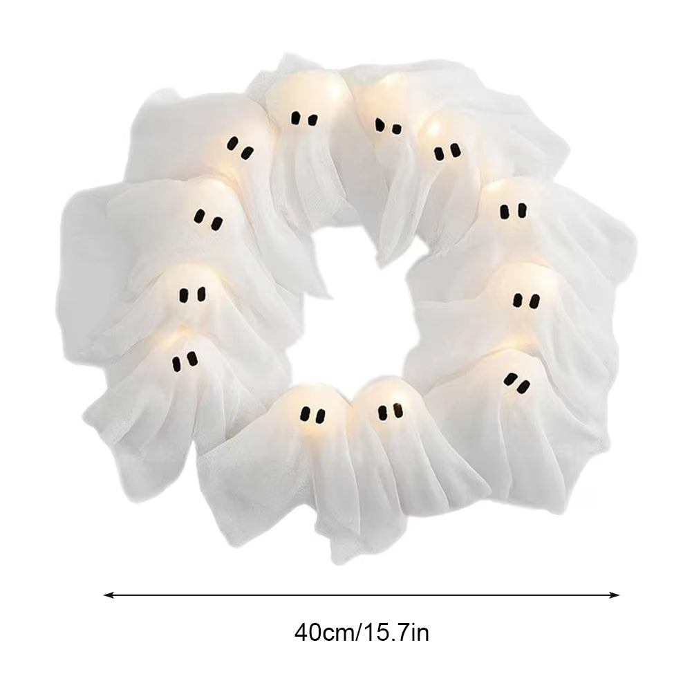Get Spooked with Our Glowing Ghost Wreath: The Ultimate Halloween Door Decor for Frightening Fun!