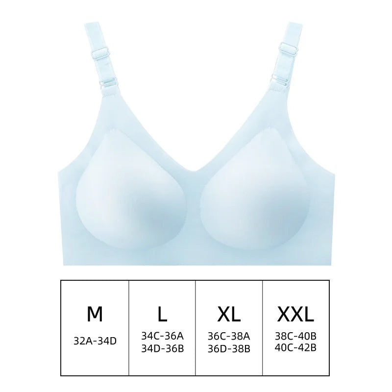 Experience Comfort and Elegance with Our Women's Seamless Deep V Wireless Bra - Perfect for Everyday Wear!