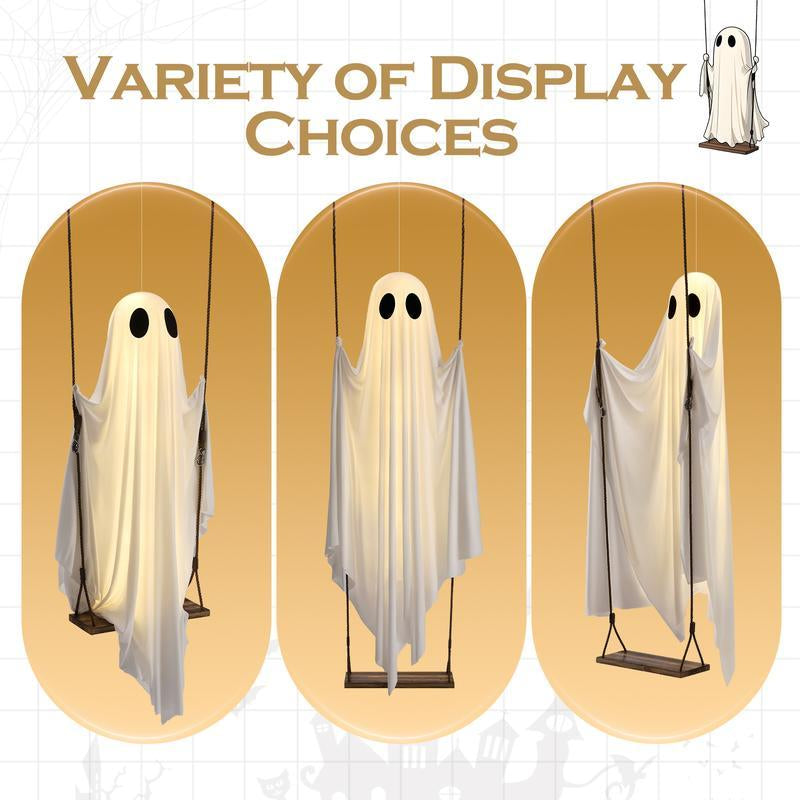 Get Spooked with Our 5FT Ghost Swing: The Ultimate Halloween Party Buddy with Remote-Controlled Lights!