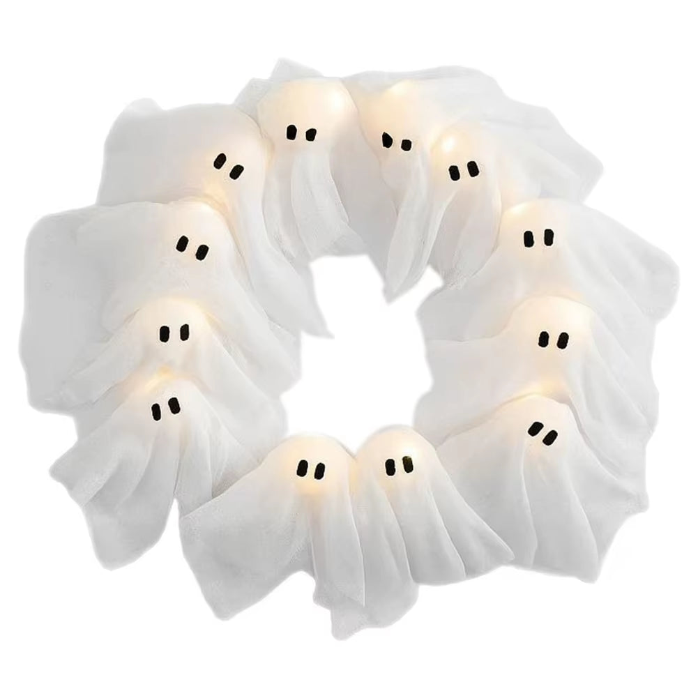 Get Spooked with Our Glowing Ghost Wreath: The Ultimate Halloween Door Decor for Frightening Fun!