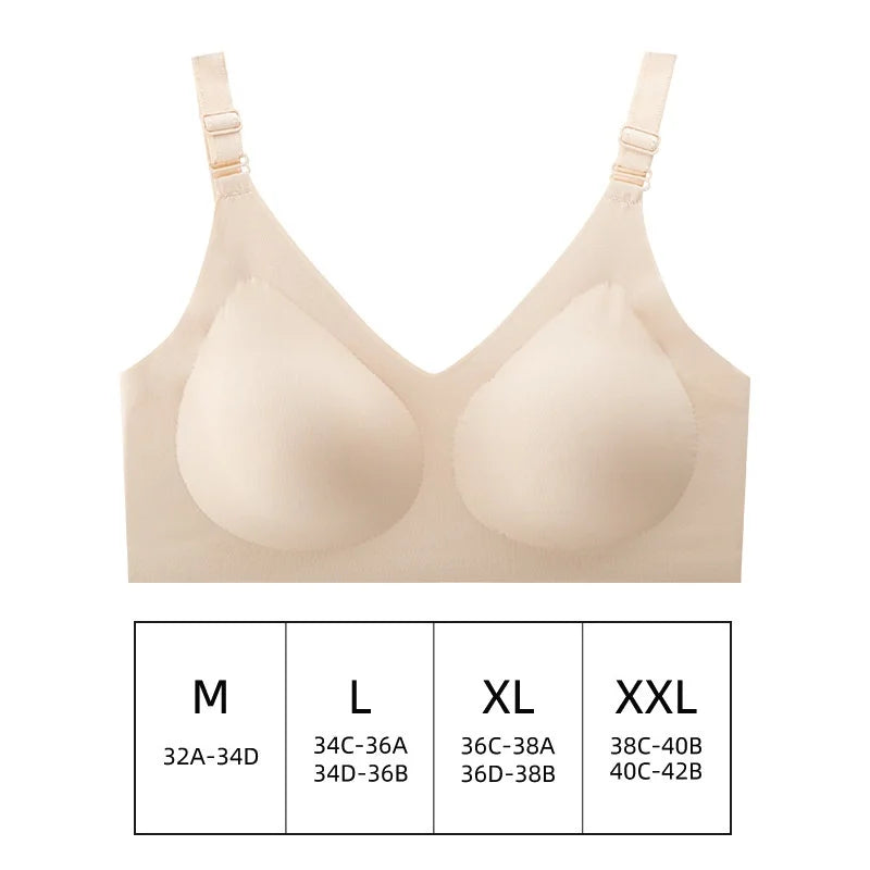 Experience Comfort and Elegance with Our Women's Seamless Deep V Wireless Bra - Perfect for Everyday Wear!