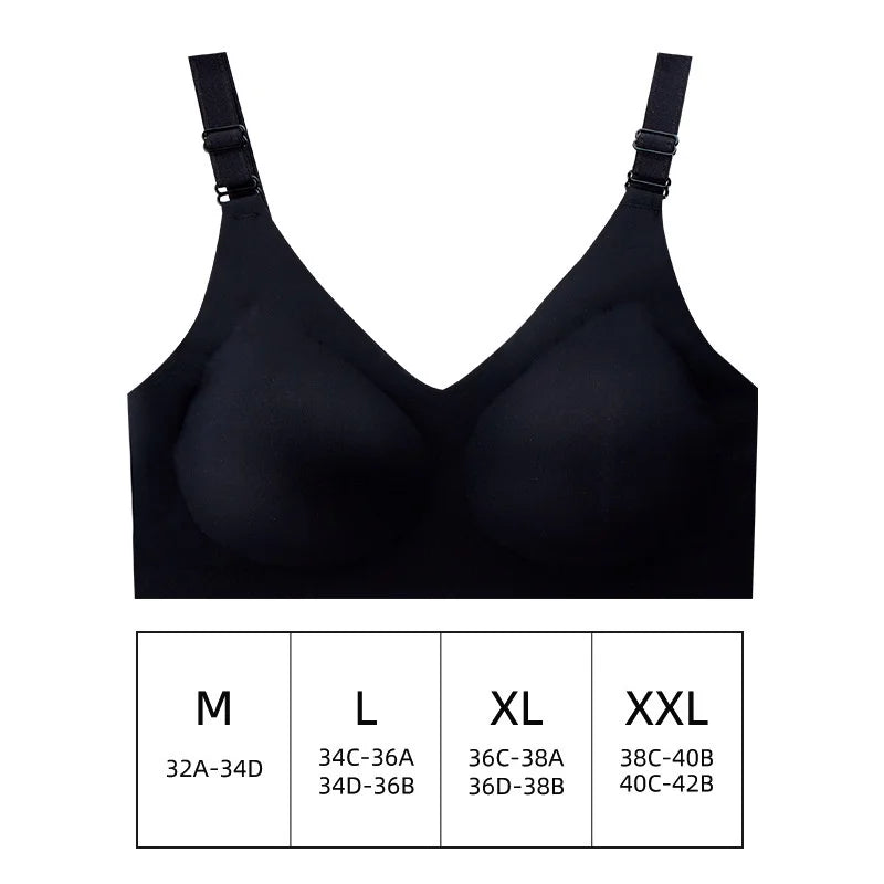 Experience Comfort and Elegance with Our Women's Seamless Deep V Wireless Bra - Perfect for Everyday Wear!