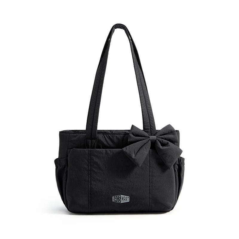 【NEW IN】BAGSMART Crush Bow Compact Tote Bag for Women-13"Laptop Friendly Lightweight Puffy Handbag with Cute Bow & Multiple Compartments for Travel Work Beach Gym Tiktokshopfalldealsforyou
