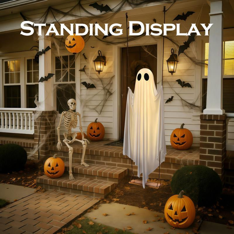 Get Spooked with Our 5FT Ghost Swing: The Ultimate Halloween Party Buddy with Remote-Controlled Lights!