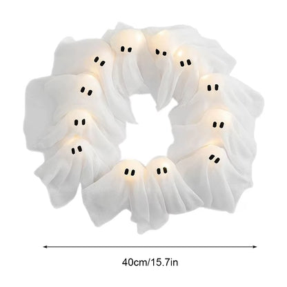 Get Spooked with Our Glowing Ghost Wreath: The Ultimate Halloween Door Decor for Frightening Fun!