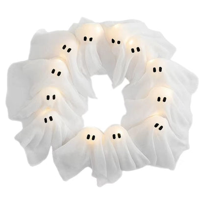 Get Spooked with Our Glowing Ghost Wreath: The Ultimate Halloween Door Decor for Frightening Fun!