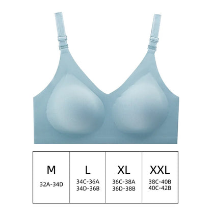 Experience Comfort and Elegance with Our Women's Seamless Deep V Wireless Bra - Perfect for Everyday Wear!