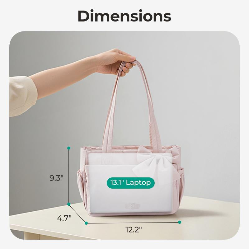 【NEW IN】BAGSMART Crush Bow Compact Tote Bag for Women-13"Laptop Friendly Lightweight Puffy Handbag with Cute Bow & Multiple Compartments for Travel Work Beach Gym Tiktokshopfalldealsforyou