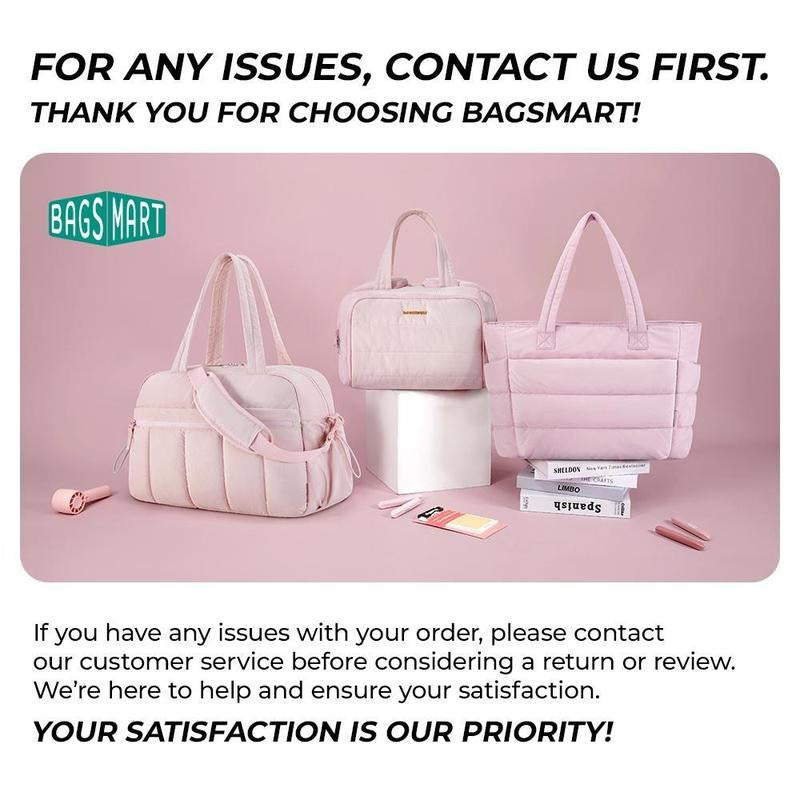 【NEW IN】BAGSMART Crush Bow Compact Tote Bag for Women-13"Laptop Friendly Lightweight Puffy Handbag with Cute Bow & Multiple Compartments for Travel Work Beach Gym Tiktokshopfalldealsforyou
