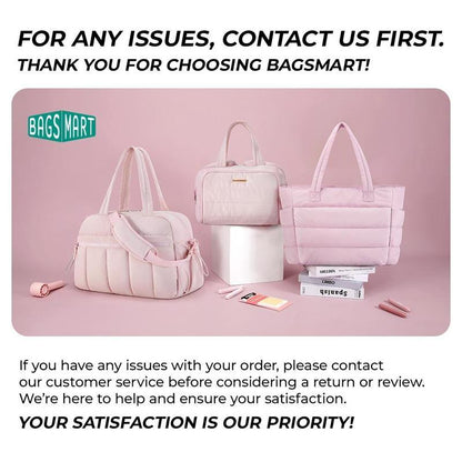 【NEW IN】BAGSMART Crush Bow Compact Tote Bag for Women-13"Laptop Friendly Lightweight Puffy Handbag with Cute Bow & Multiple Compartments for Travel Work Beach Gym Tiktokshopfalldealsforyou